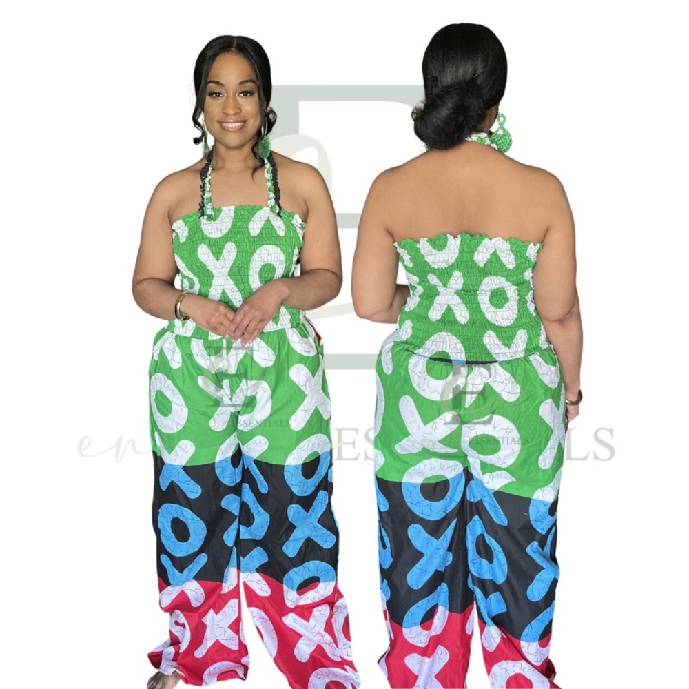Colorblock XO Halter Jumpsuit | One Size (S-XL)